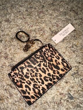 Victoria's Secret Leopard Print Card Pouch Keyring - Pink & Black